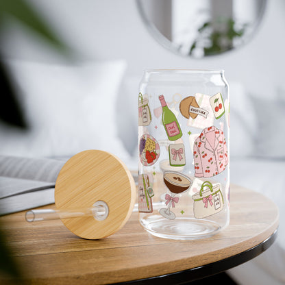 16oz Sipper Glass with Cute Cozy Lifestyle Collage