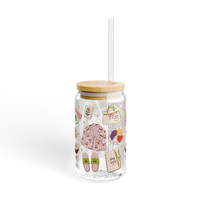 16oz Sipper Glass with Cute Cozy Lifestyle Collage