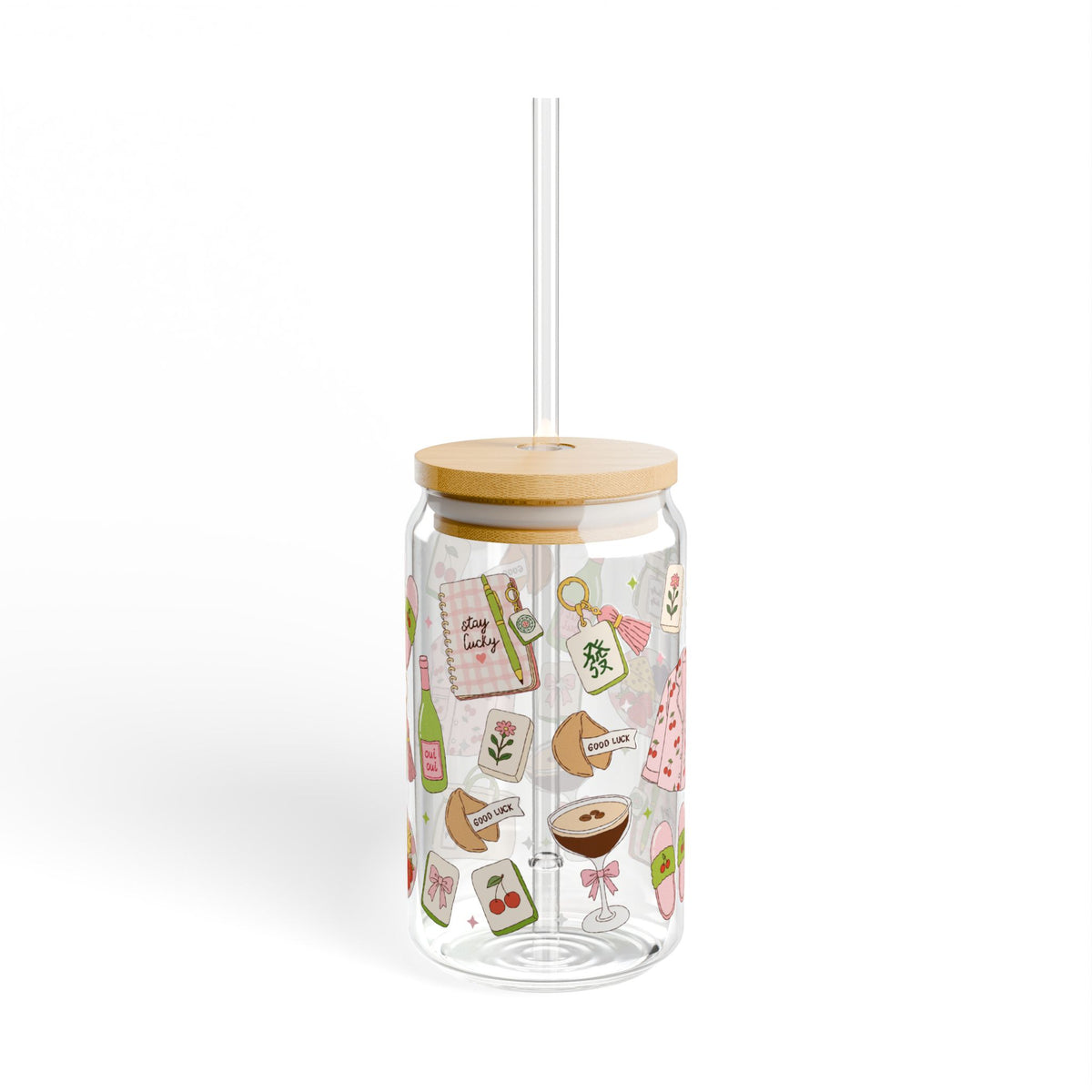 16oz Sipper Glass with Cute Cozy Lifestyle Collage